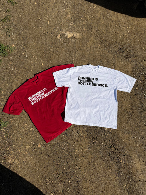 "Running is the New Bottle Service" Tee Red